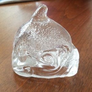 2 Party lite glass dolphin tealight holders